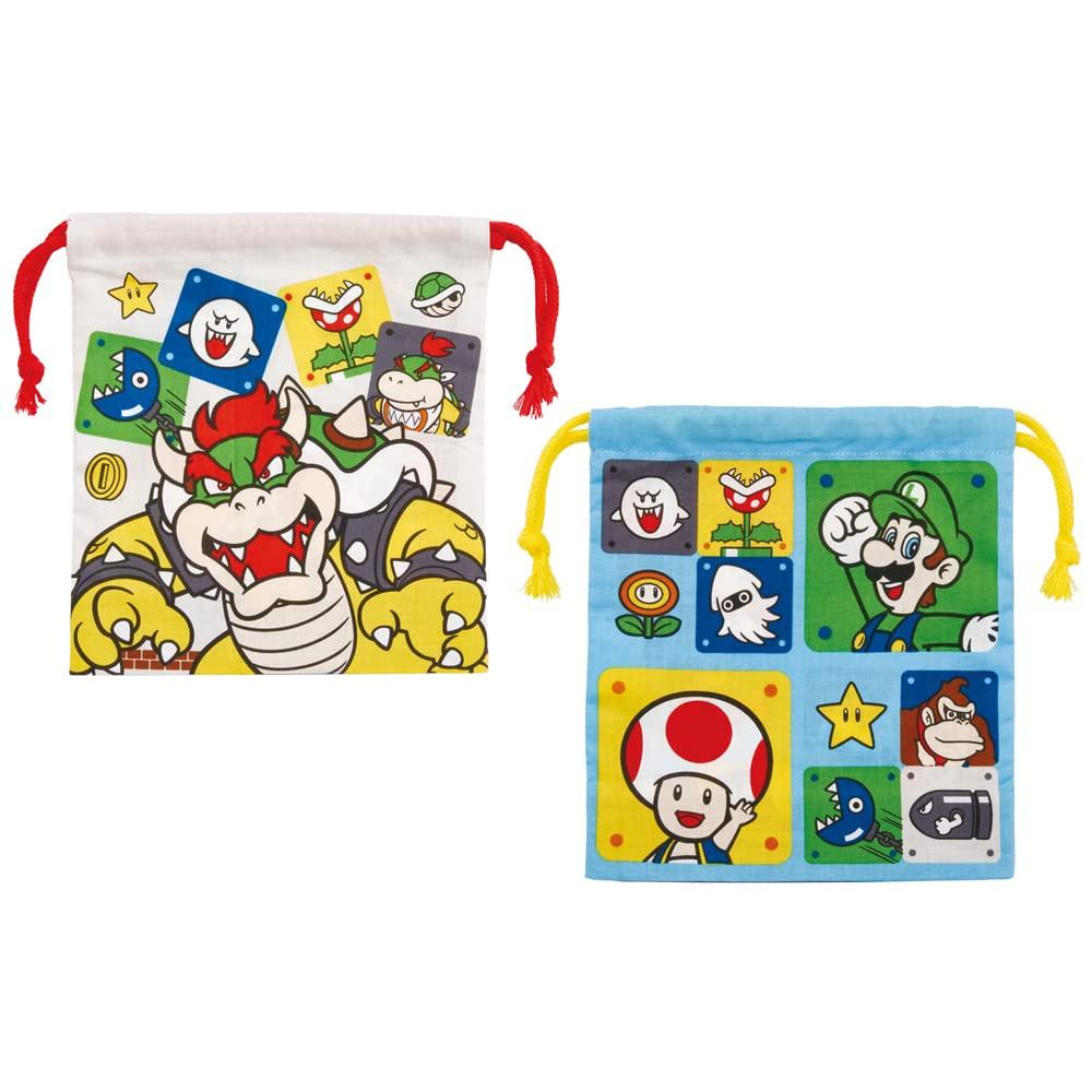 Skater Lunch Box Drawstring Bag with Set of Super Size KB64WN Gusset, 2, Mario, 23, Boys'