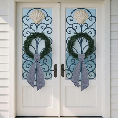 2Pcs Fall Thanksgiving Plaid Print Wreath Belt Farmhouse Ribbon DIY Craft Monogram Outdoor Indoor Autumn Decor