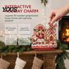 Christmas Photo Frame 2D Gingerbread House Wooden Frame, Spinning Windmill Picture Xmas Cottage Ornament Desktop Holder for Home Fireplace Table Decor