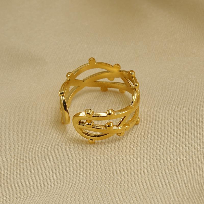 18K Geometric Titanium Steel Adjustable Ring for Women
