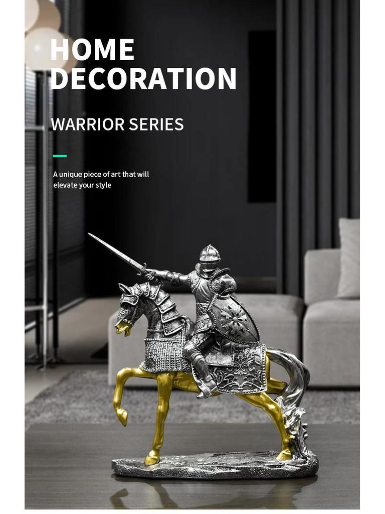 Nordic Retro Guard Knight Figurine: Resin Handicraft for Home or Office Decor