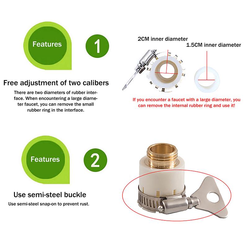 Universal Faucet Connector Tap Connector Adapter Garden Kitchen Water Hose Pipe Joiner Fitting Universal