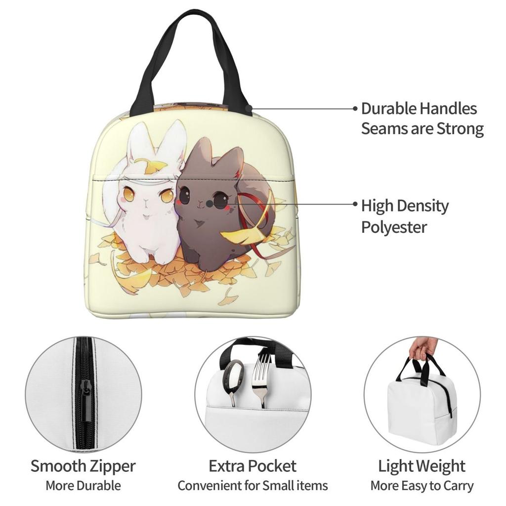 Untamed Mdgz Wangxian Bunnies Mo Dao Zu Shi Insulated Lunch Bag for Women Kids Portable Food Boxes Thermal Lunch Box Tote