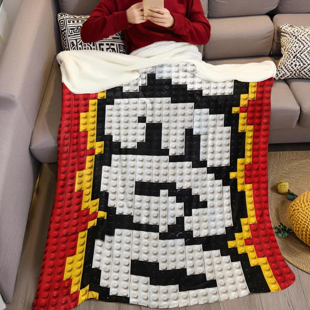 Brick Pixel Mosaic Flannel Blanket Warm Soft Halloween Christmas Couch Warm Cozy Decorative Decor Gift For All Season