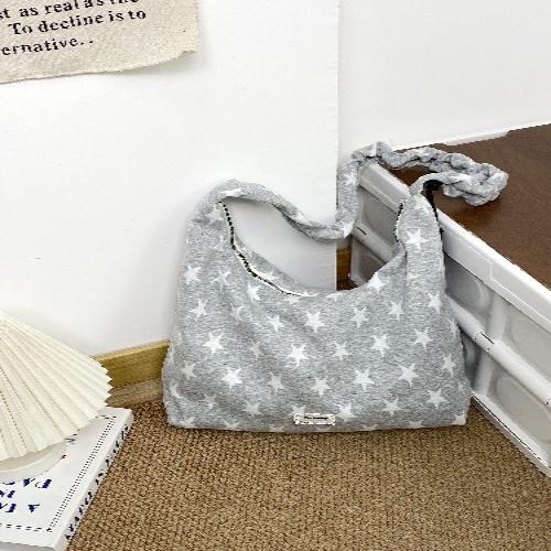 Korean Star Print Crossbody Bag for Women, Black White Large Capacity Hobo Shoulder Purse, Casual Versatile Handbag for School