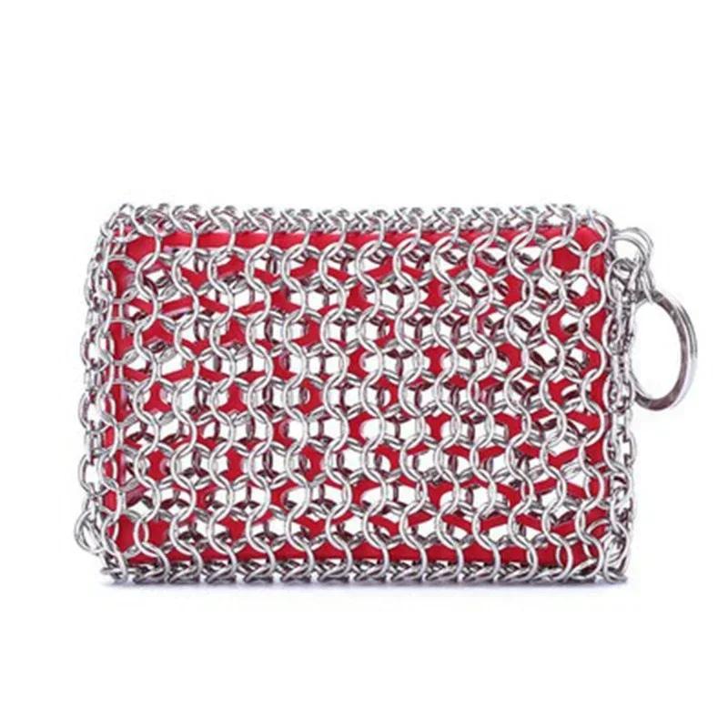 Single Ring Kitchen Cast Iron Cleaner Cleaning Brush Stainless Steel Chain Scrubber Frying Pan Grill Scraper Rust Remover