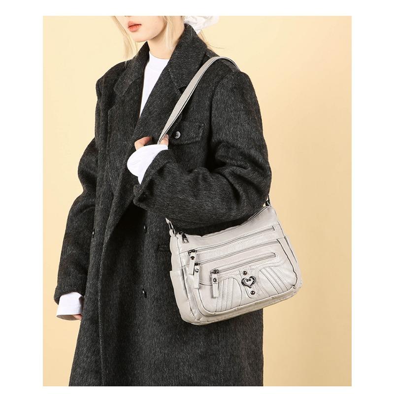 Ladies' Soft Leather Large Capacity Crossbody Shoulder Bag