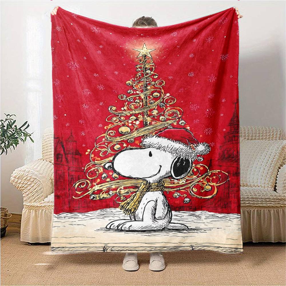 Snoopy'S Festive Christmas Blanket Soft Throw Blanket For Home Bedroom Bed Sofa Travel Office Solid Christmas Blanket