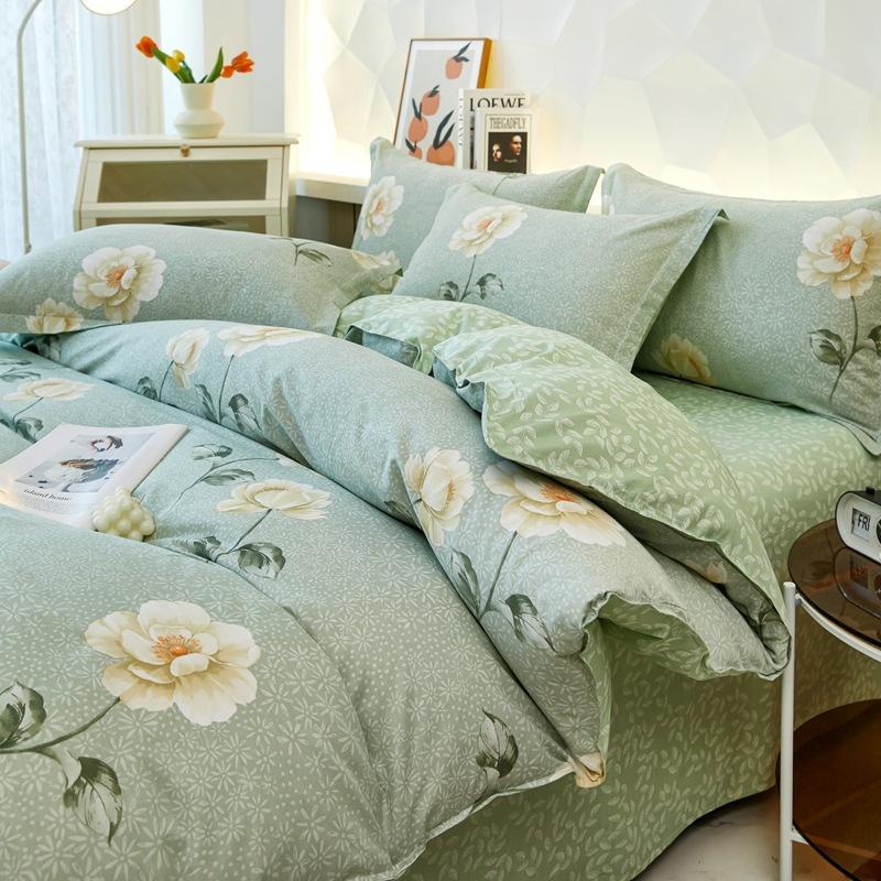 Printed Pure Cotton Student Dormitory Three-piece Four-piece Single Quilt Cover Sheet Pillowcase Duvet Cover