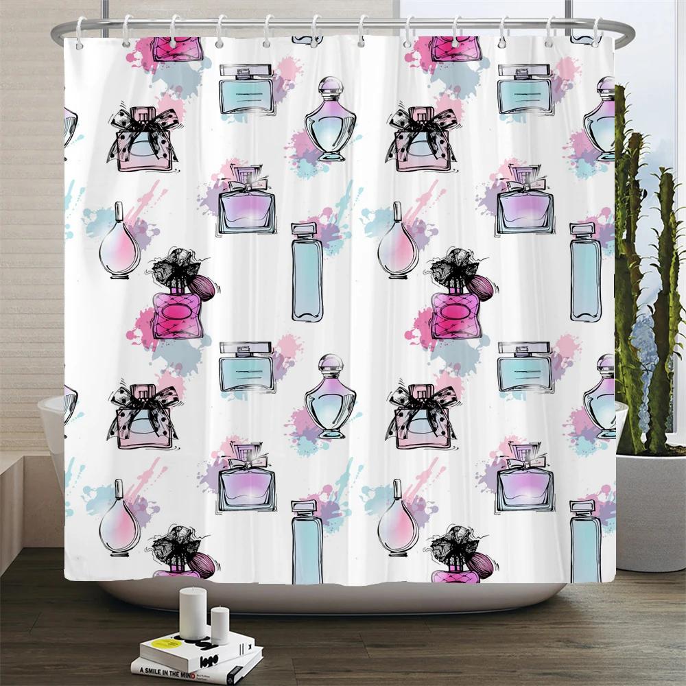 Love Heart Shower Curtain Romantic Red Pink Sexy Lips Waterproof Print Heart Pattern Bathroom Bathtud Decor Fabric With Hooks