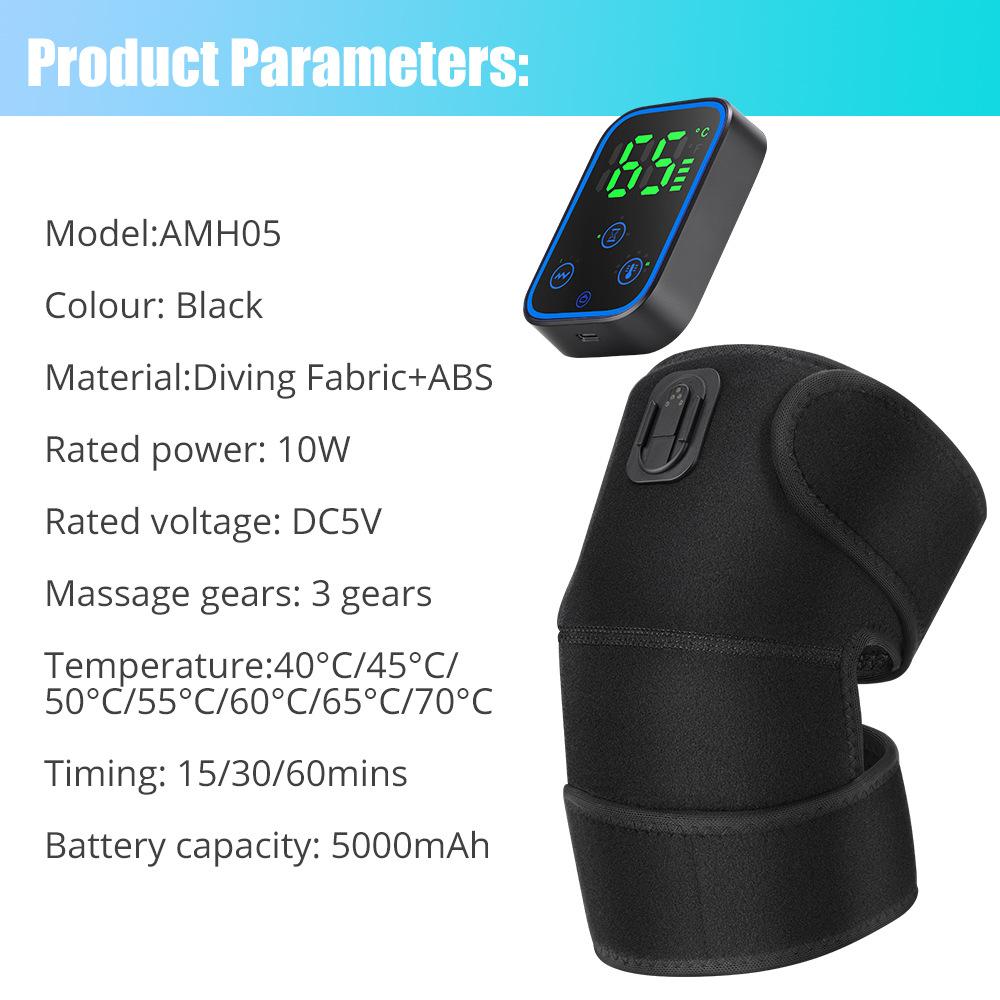 Portable Wireless Hot Compress Vibration Knee Massager with APP Control Knee Shoulder Elbow 3-in-1 Relieve Joint Pain and Pressure