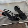 Set of toe thick heel 2025 new sandals fairy wind summer temperament camellia fairy wind vacation thin strap roman shoes