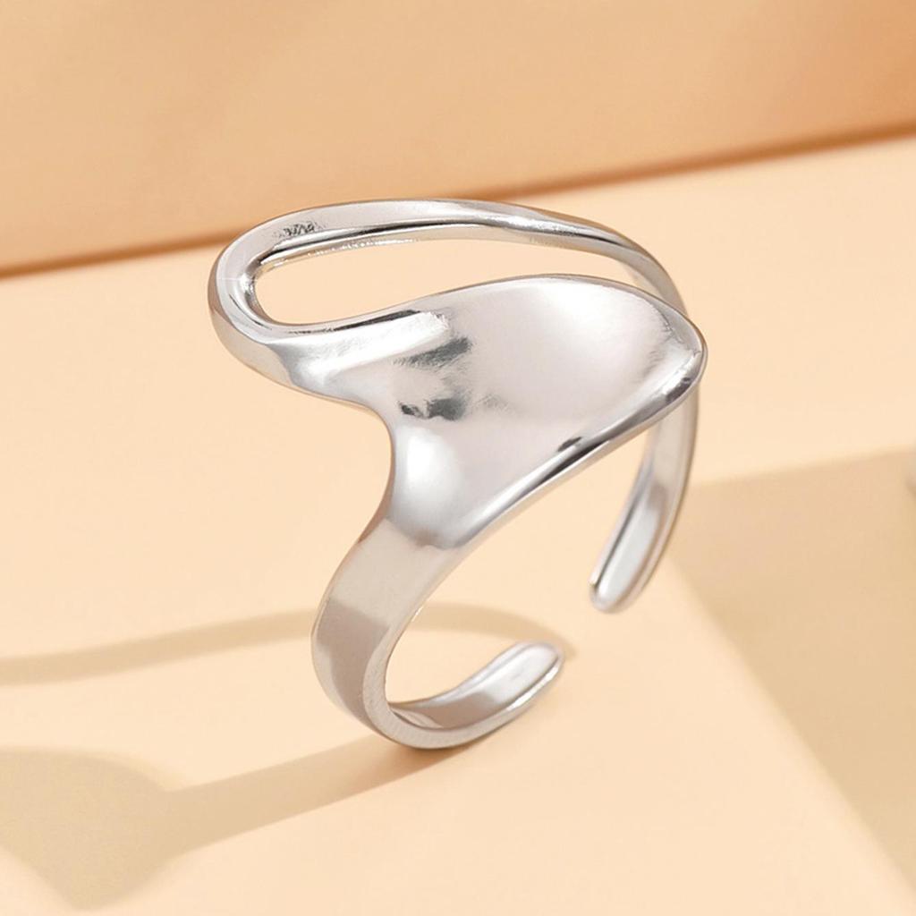 European Artistic Irregular Curve Stainless Steel Adjustable Ring