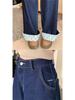 Retro Plaid High-Waisted Wide-Leg Bow Patchwork Jeans for Women