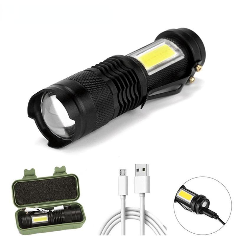 

Портативный уличный фонарик USB перезаряжаемый сухой аккумулятор Zoom Mini маленький фонарик многофункциональный мощный фонарик чёрный
