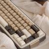 Retro PBT Keycap Set, 164 Keys, Cherry Profile Brown Keycaps, 60%, 65%, 75%, 100%, Dye-Sublimation Costom Keycaps for Cherry Gateron MX Switches,