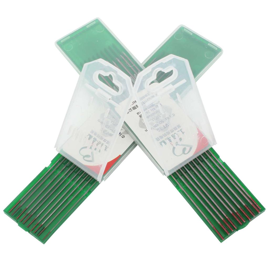 Welding Tungsten Electrodes TIG Torch Accessories 10-Pack (Red - 2% Thoriated Tungsten (WT20), 1/16",040")