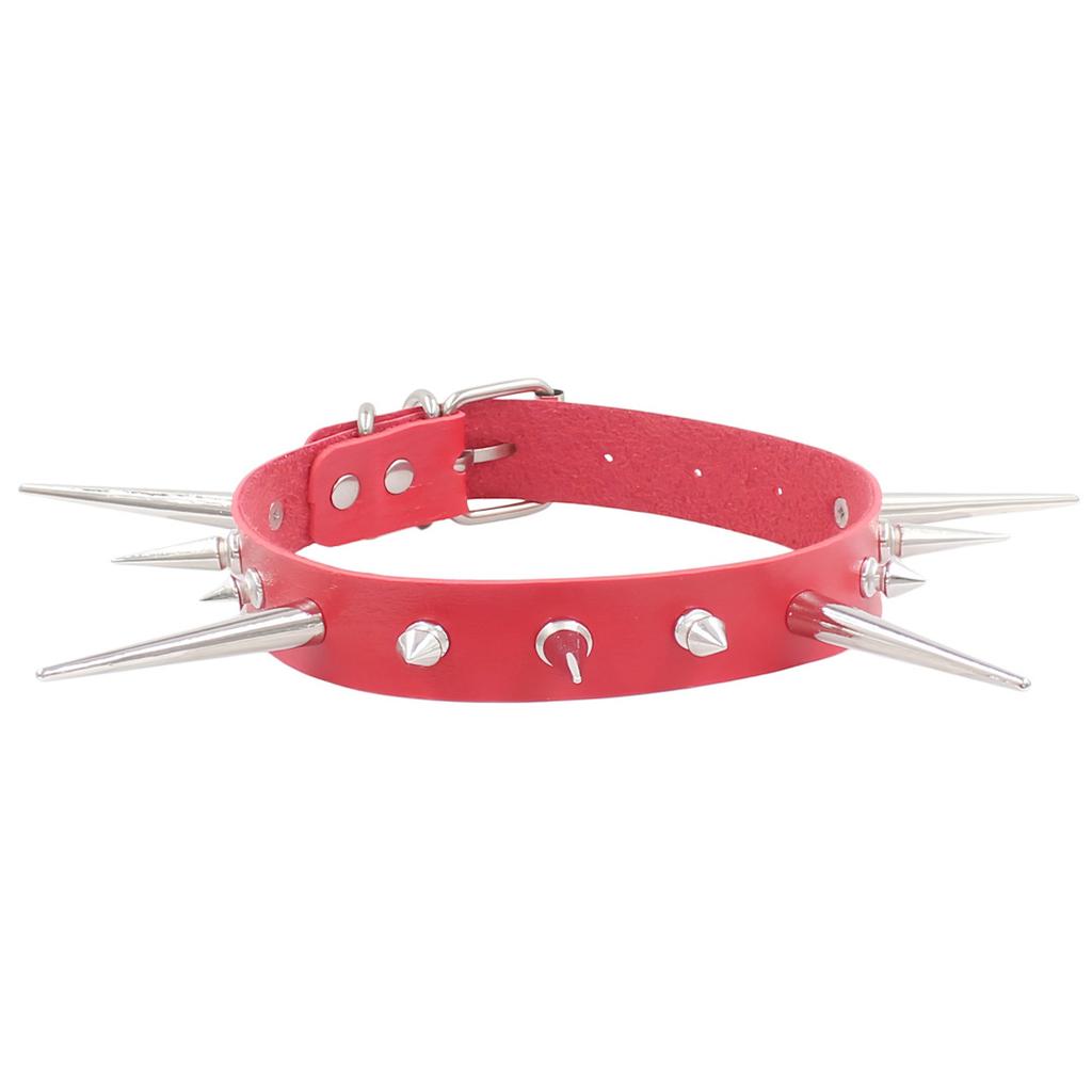 Eco-friendly PU Leather European and American Fashion Punk Style Gothic Long and Short Rivets Spikes Exaggerated Collar Collar Necklace Necklace
