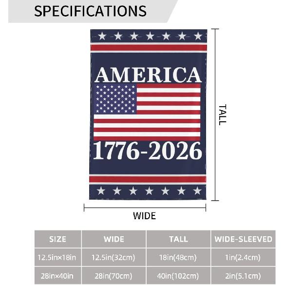 America 250th Birthday Garden Flag 12x18 1776 2026 America 250 Years Anniversary Yard Sign God Bless Usa Patriot House Flag No Flagstand