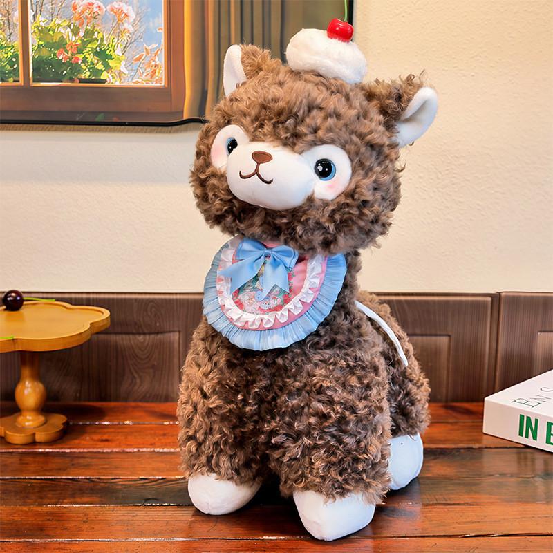 Alpaca Plush Toy With Cartoon Scarf Soft Stuffed Animal Gift For Kids