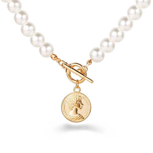 17KM Flower Pearl Necklaces for Women Party Bow Knot Pendant Necklace Fashion Choker Elegant Flower