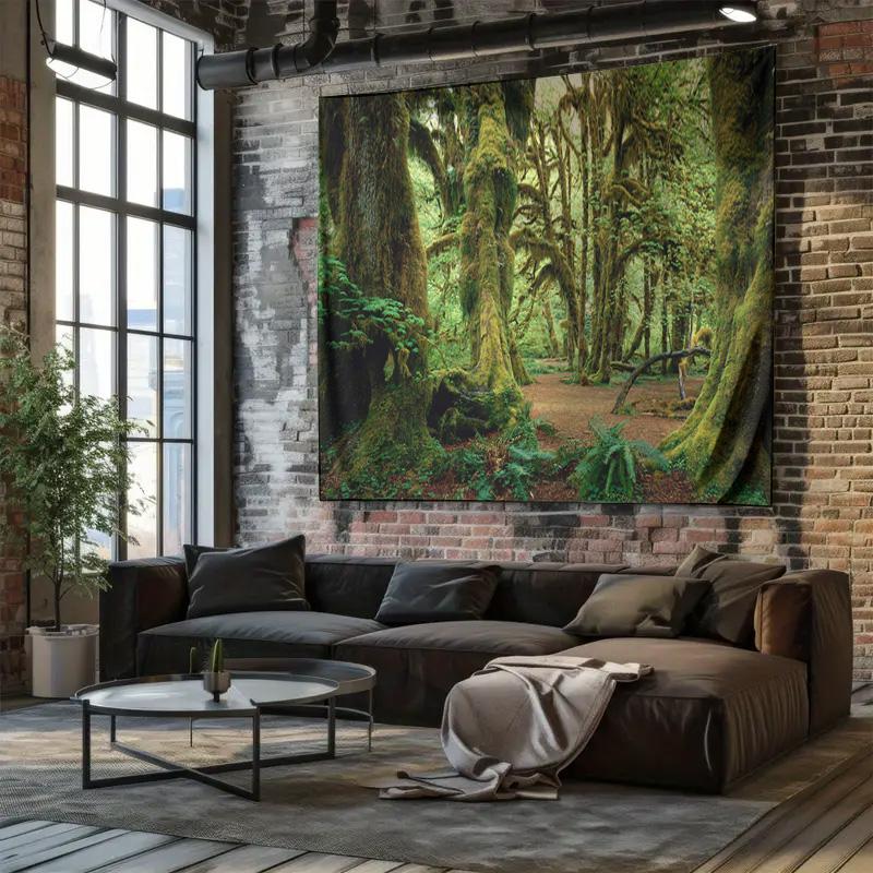 Natural Forest Tapestry Wall Decor for Bedroom and Living Room Greenery Decoration Preferred