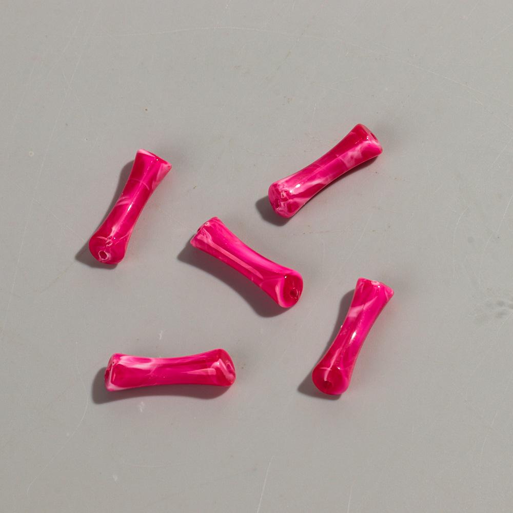 20pcs/bag Mixed Color Acrylic Thin 7x26mm Bamboo Curved Tube Loose Beads for DIY Bracelet Necklace Jewelry Craft Accessories