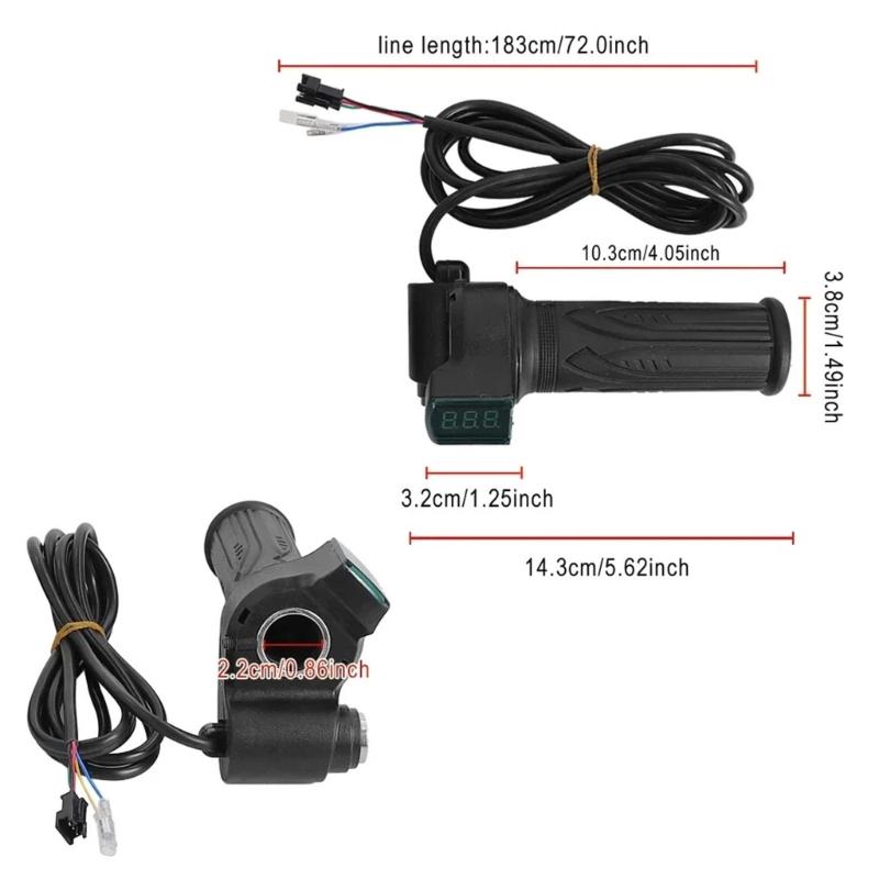 Electric Bike Throttle Handle with LED Display Throttle Accelerator Handle Grip Scooter Handlebar Grip Twist Throttle