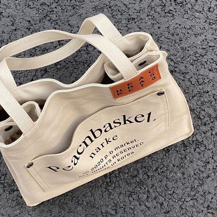 Large Capacity Tote Bag Female Printed College Student Class Canvas Bag Harajuku Style Literary Shoulder Bag