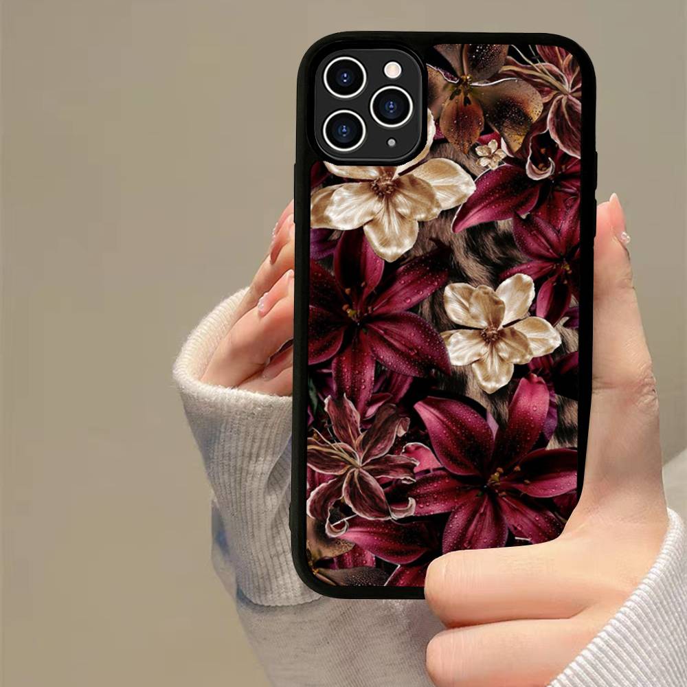 

Oil Painting Lily Flower Pattern PC+TPU Phone Case For iPhone 17 16 15 14 PRO MAX 11 12 13 PLUS MINI Cover Samsung S10E