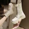 New British Style Knitted Elastic Thick Soled Short Boots Women Autumn Winter Fashion Street Pography Motorcycle Boots Women