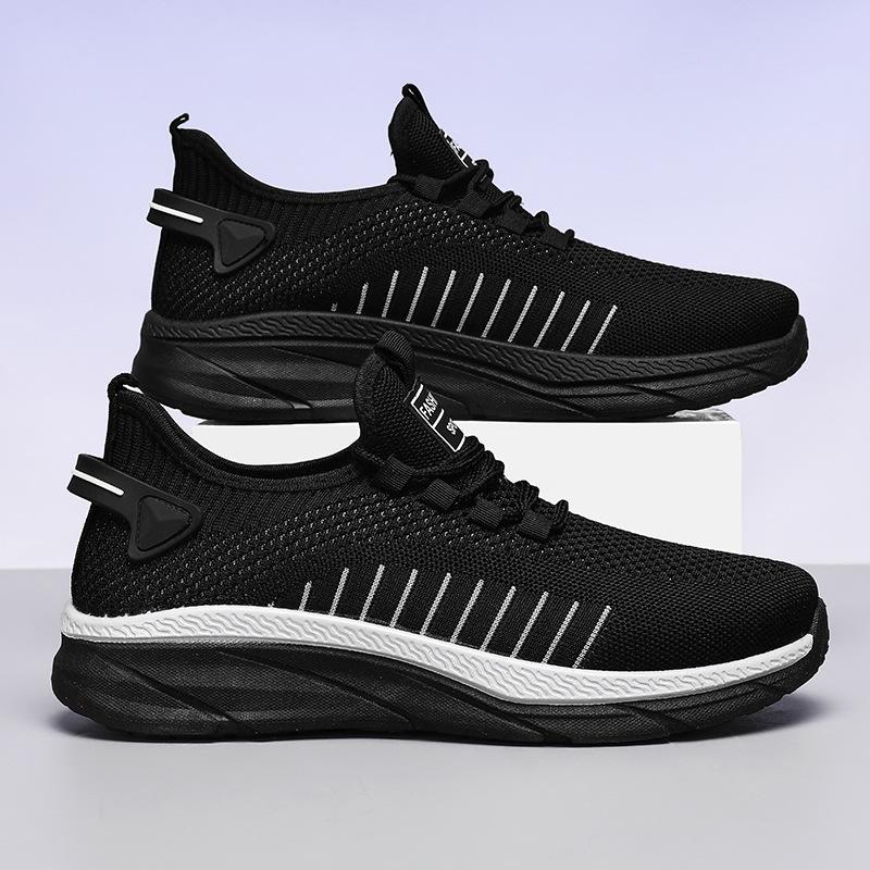 

2025 Лето Новые Мужские Модные Кроссовки Дышащая Сетка Мягкая Подошва Беговые Повседневные Спортивные Кроссовки 45 чёрный