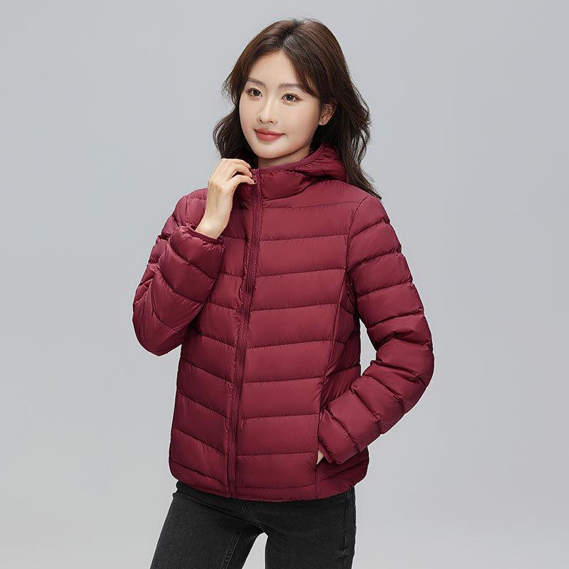 Fashion Light Down Jacket Women's Short Autumn and Winter New Ultra-light Hooded Light Warm Thin Coat