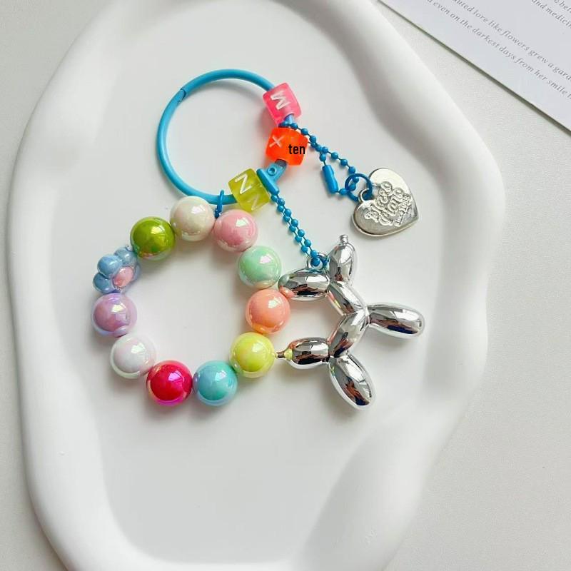 Handmade Cute Cartoon Beaded Balloon Dog Keychain Pendant