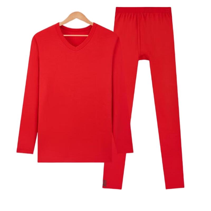 

THREEGUN Auspicious Thick Cotton V-Neck Men s Underwear Set 24047D1 3XL