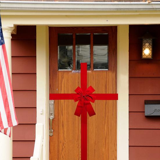 Christmas Front Door Hanging Bow Knot Festive Ribbons Door Hanger DIY Holiday Decor for Gift Wrapping