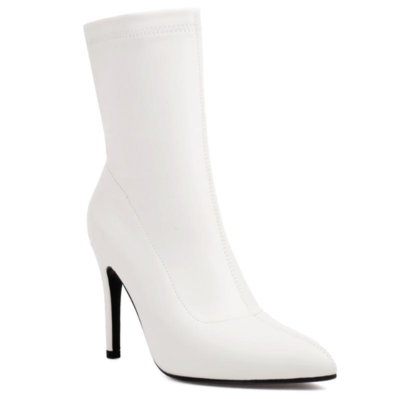 

Модные элегантные ботильоны для женщин, новинка 2024 года, зима-осень, черные, белые, золотые, серебряные, короткие ботинки, туфли на высоком каблуке для вечеринок, женские, большой размер 45 39 белый