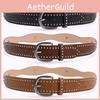 Retro Leather Belt With Double Rivets And Alloy Closure For Fashionable Women