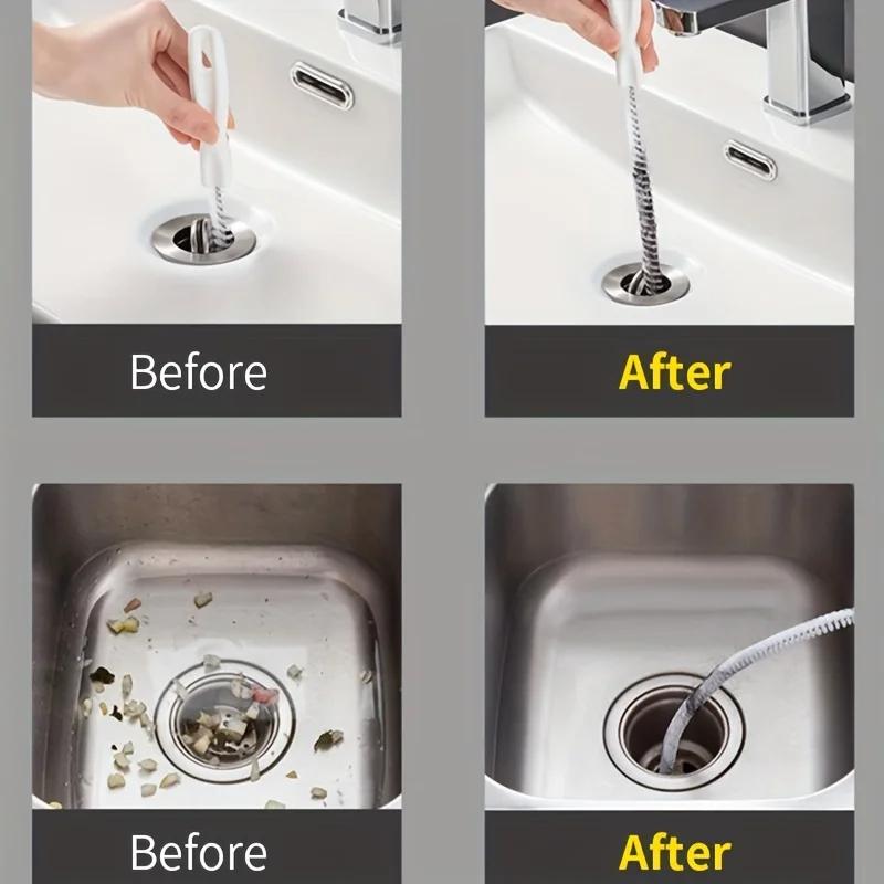 Cepillo para dragar tuberías, para baño, para cabello, alcantarillado, fregadero, limpiador de desagües, limpiador flexible, eliminador de obstrucciones, herramientas de limpieza