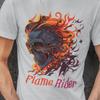 Flame Rider Skull Shirt | Gothic Biker Tee | Burning Skull Graphic T-Shirt | Dark Aesthetic Fire Skeleton Unisex Gift