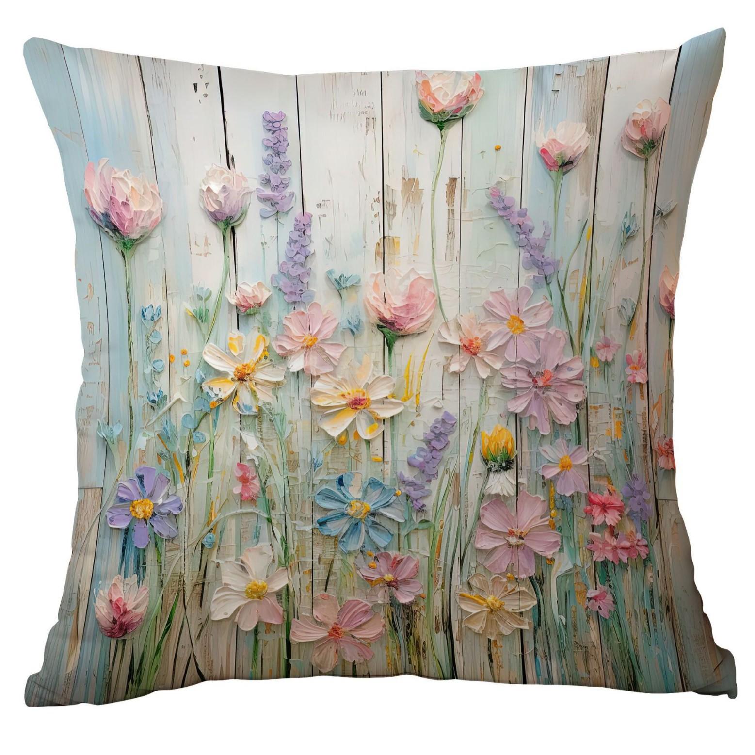 

Новая Ретро Цветочная Наволочка Креативный Принт в Стиле Масляной Живописи и Гравюры Домашняя Наволочка для Подушки на Диван 45 * 45Cm