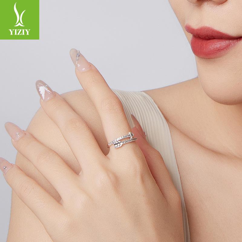 Arrow Full Zircon Ring, Cross-Border Classic Design S925 Sterling Silver Ring Jewelry.
