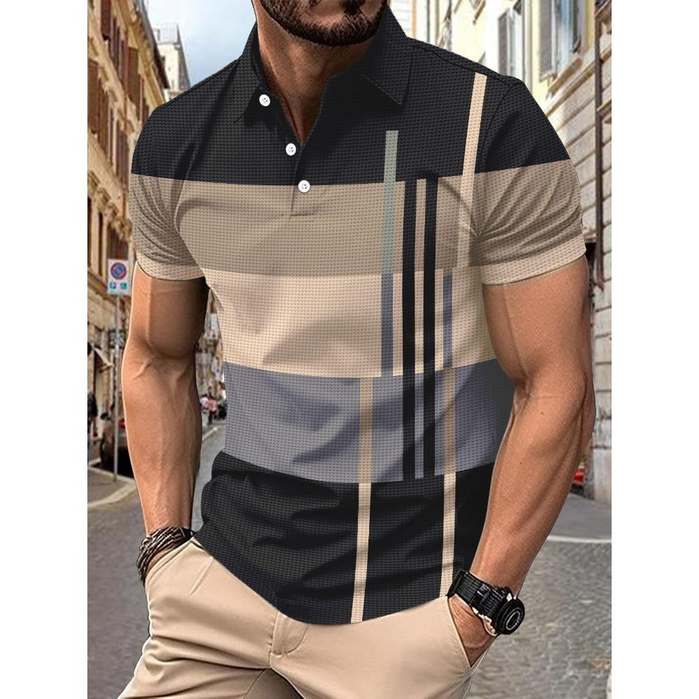 men polo shirt short sleeve 3d print tops fashion polyester breathable comfortable polos shirts