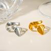 Stainless Steel Double Layer Waterdrop Open Rings for Women Unique Bending Gold Silver Color Waterproof Rings Party Jewelry Gift