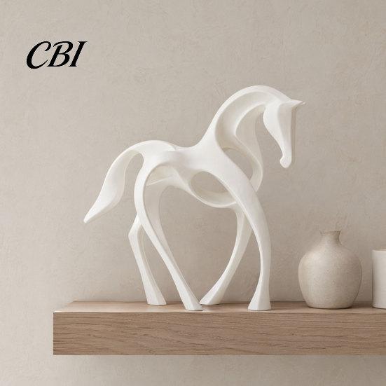 Modern Horse Decoration 3D Printed Abstract Statue, Minimalist Hollow White Figurine for Sculpture Desk Decor, Animal Shape Ornament Home Living Room
