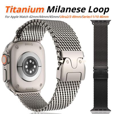 Milánský tah z titanového kovu pro Apple Watch Ultra 2/3 Řemínek 49mm Series11 46MM Náramek iWatch Series 10 9 8 7 6 5 SE 45mm 44mm 42mm