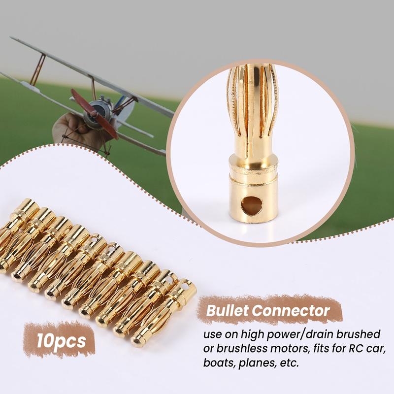 AA58 10PCS Gold Tone 4mm Male Banana Plug Bullet Connector Replacements