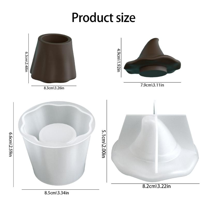 Seasonal Candle Cup Casting Mould , White 2 Piece Candle Jar Mould and Pointed Hat Lid Set for DIY Gypsum Table Display in Craft Project Use