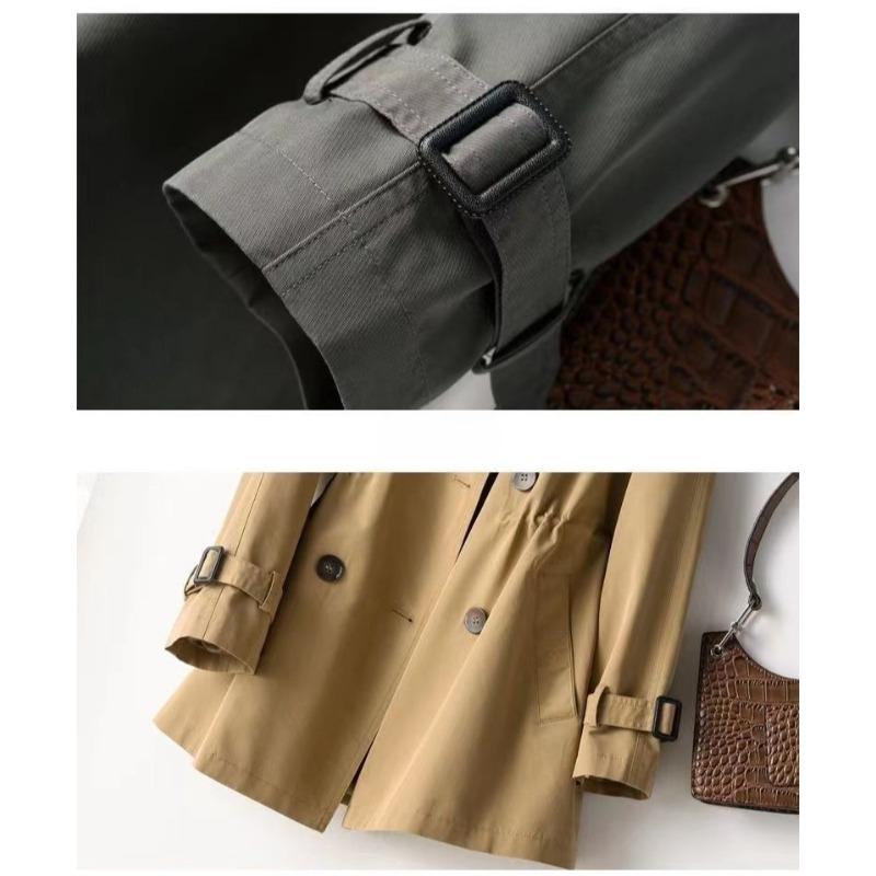 Casual Loose Trench Coat Korean Style British Fashion Spring Autumn Waist Belt Long Coat Petite Women Jacket