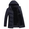 Winter Men Plus Velvet Thick Jacket Casual Warm Windproof Hooded Pocket Outwear